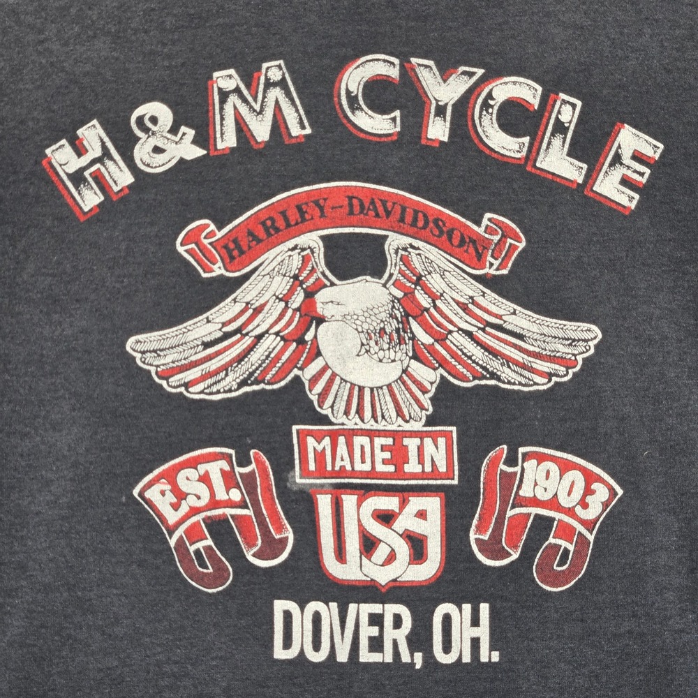 Vintage Harley Davidson Motorcycle Shirt Men M Eagle Distressed Faded USA 90s - Picture 10 of 14